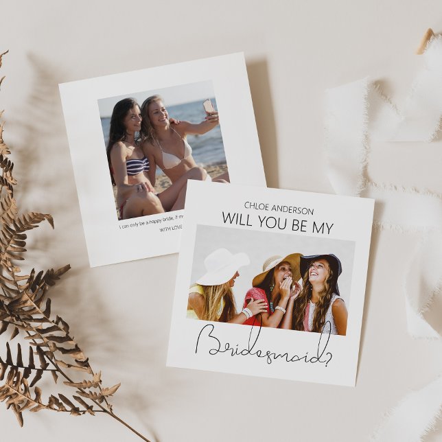 Modern Double Sided Photo Bridesmaid Proposal Invitation (Creator Uploaded)
