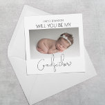 Modern Double Sided Photo Godfather Proposal Invitation<br><div class="desc">Ask your best friend, brother or cousin to be your baby's godfather with this gorgeous minimalist 2 sided photo card, Featuring a cute photo of your baby, asking the question and on the back another photo with a template message, the font styles and background colour can be changed by clicking...</div>
