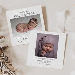 Modern Double Sided Photo Godmother Proposal Invitation<br><div class="desc">Ask your best friend, sister or cousin to be your baby's godmother with this gorgeous minimalist 2 sided photo card, Featuring a cute photo of your baby, asking the question and on the back another photo with a template message, the font styles and background colour can be changed by clicking...</div>