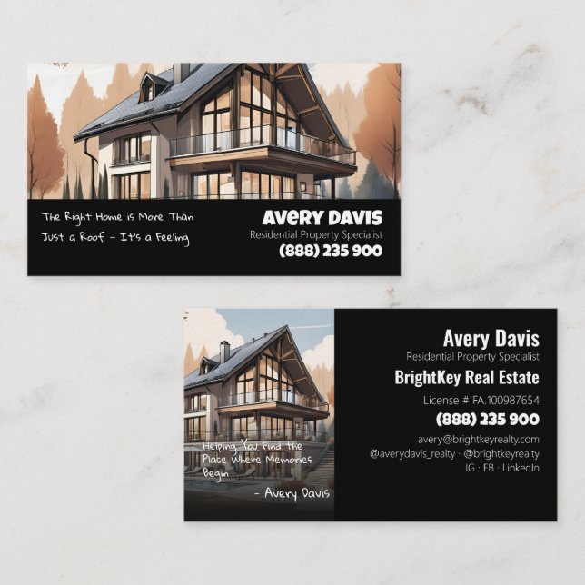 Modern Double-Sided Real Estate Business Card (Front/Back)