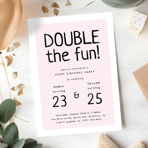 Modern 'Double the Fun' Joint Birthday Party Invitation