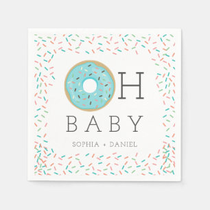 Modern Doughnut Baby Shower Cocktail Napkin