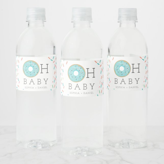 Modern Doughnut Baby Shower Water Bottle Labels (Bottles)