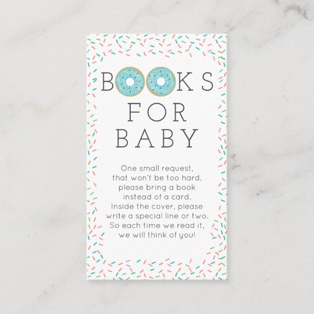 Modern Doughnut Book Request Baby Shower Card (Front)