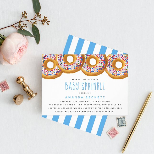 Modern Doughnut Boys Baby Shower Sprinkle Invitation (Creator Uploaded)
