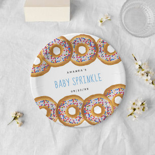 Modern Doughnut Boys Baby Shower Sprinkle Paper Plate