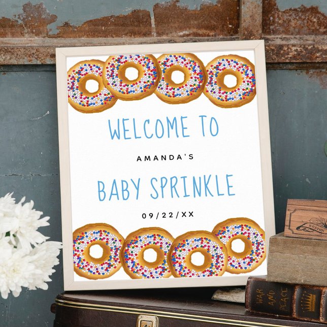 Modern Doughnut Boys Baby Shower Sprinkle Welcome Poster (Creator Uploaded)