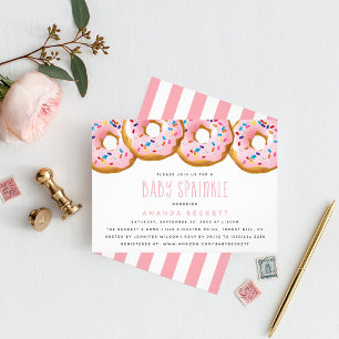 Modern Doughnut Girls Baby Shower Sprinkle Invitation