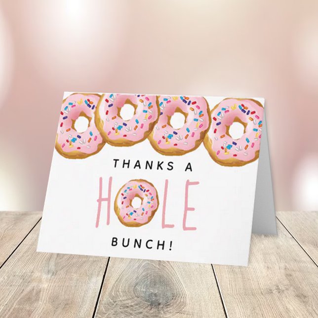 Modern Doughnut Girls Baby Shower Sprinkle Thank You Card (Creator Uploaded)