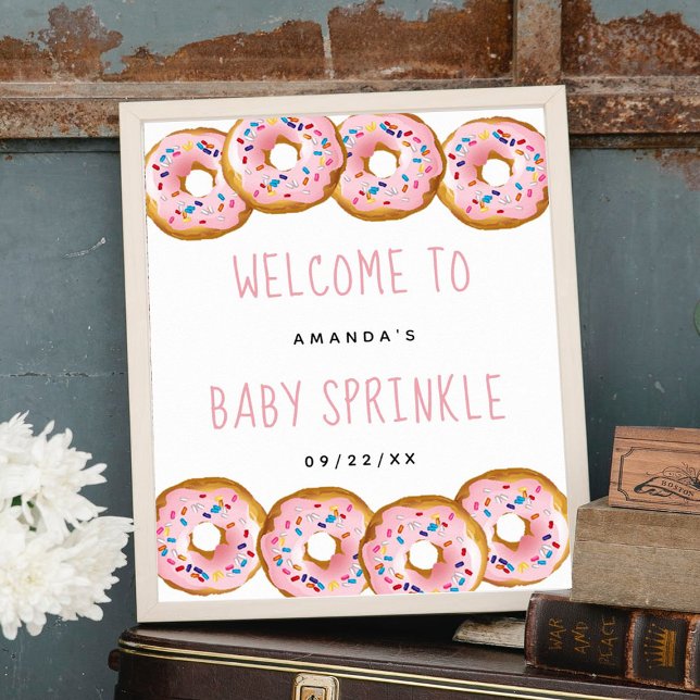 Modern Doughnut Girls Baby Shower Sprinkle Welcome Poster (Creator Uploaded)