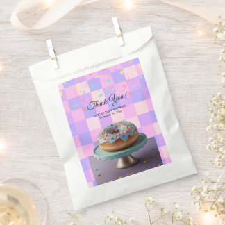 Modern Doughnut Sprinkles Chequered Baby Shower Favour Bag