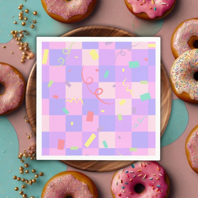 Modern Doughnut Sprinkles Chequered Baby Shower Napkin (Creator Uploaded)