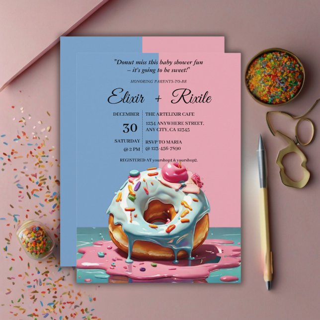 Modern Doughnut Sprinkles Gender Neutral Baby Show Invitation (Creator Uploaded)