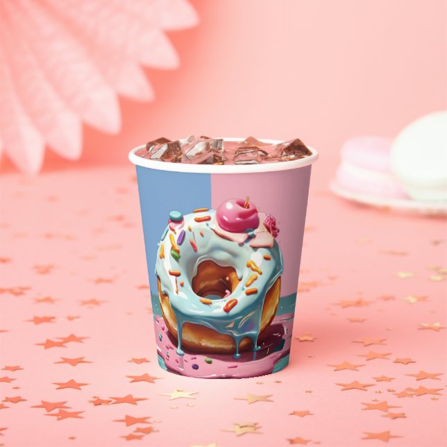 Modern Doughnut Sprinkles Gender Neutral Baby Show Paper Cups (Insitu)