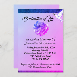 Modern Dove Christian Memorial Service Invitation