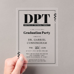 Modern DPT Doctor of Physical Therapy Graduation Acrylic Invitations
