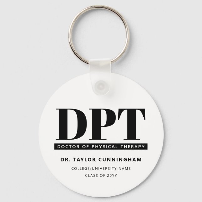 Modern DPT Doctor of Physical Therapy Graduation Key Ring (Front)