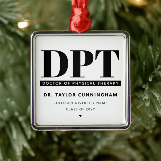 Modern DPT Doctor of Physical Therapy Graduation Metal Ornament (Tree)