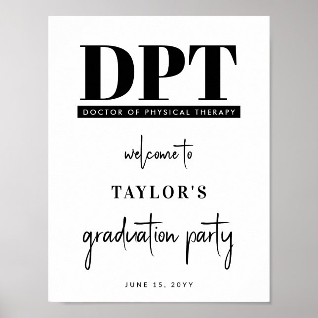 Modern DPT Doctor of Physical Therapy Welcome Poster (Front)