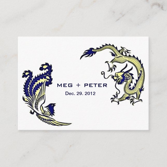 Modern Dragon-Phoenix Chinese Wedding RSVP Enclosure Card (Front)