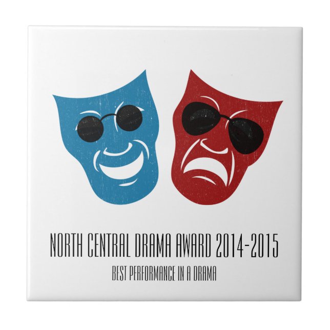 Modern Drama Masks with Sunglasses Design Tile (Front)