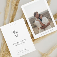 Modern Drawn Palm Tree & Photo Tropical Wedding