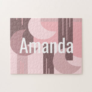 Modern Dreaming Boho Pink Natural Jigsaw Puzzle