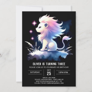 Modern Dreamy Lion Birthday Invitation
