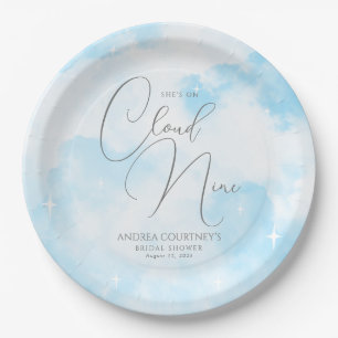 Modern Dreamy Pastel Blue Cloud Nine Bridal Shower Paper Plate