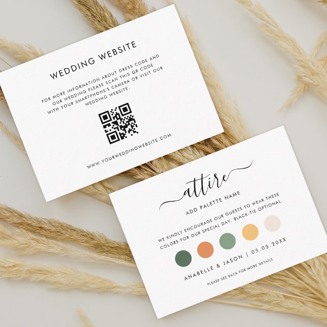 Modern Dress Code Wedding Attire for Guest QR Code Enclosure Card (Creator Uploaded)
