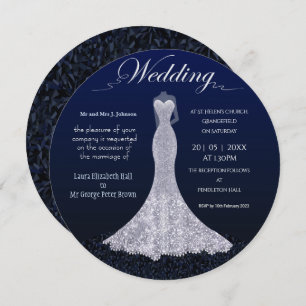 Modern dress round wedding invitation