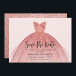 Modern Dress Sweet 16 Script Birthday Save The Date<br><div class="desc">Featuring a pretty blush pink dress and faux rose gold glitter and modern script,  this birthday invitation is perfect for a princess to send out to guests for the impending celebration. Easily replace the party details by clicking the "Personalise" button.</div>