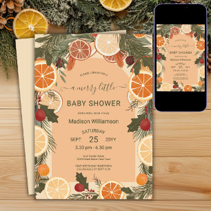 Modern Dried Citrus Merry Little Baby Shower Invitation