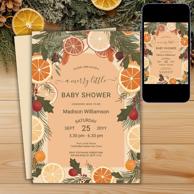 Modern Dried Citrus Merry Little Baby Shower  Invitation (Creator Uploaded)