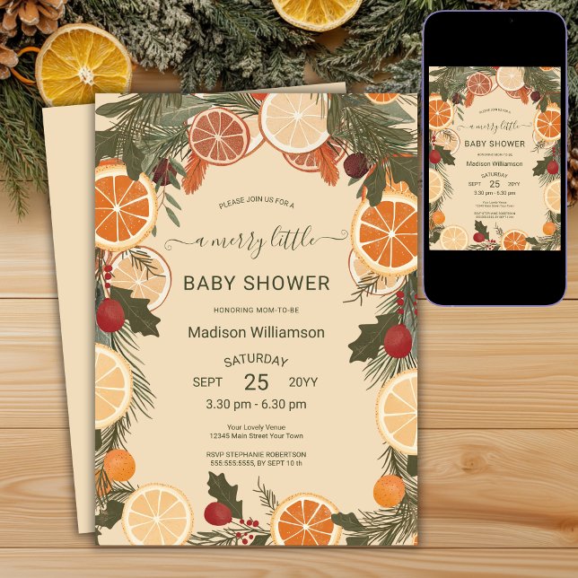 Modern Dried Citrus Merry Little Baby Shower  Invitation (Creator Uploaded)