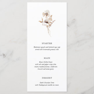 Modern Dried Wildflower Boho Wedding Menu
