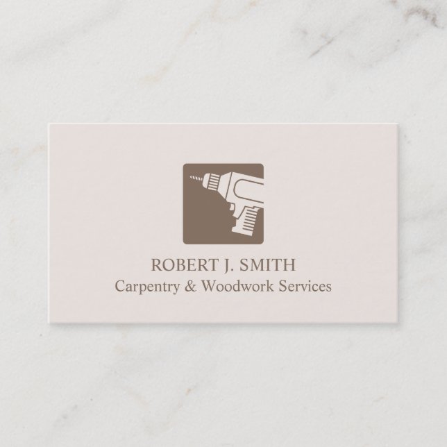 Modern Drill Icon Carpentry Business Cards (Front)
