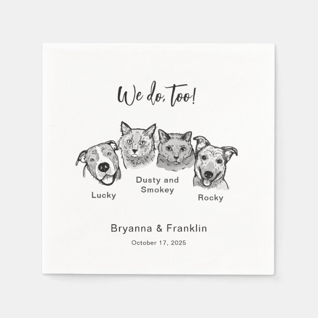 Modern Drink On Me 4 Pets Dog Wedding  Napkins (Front)