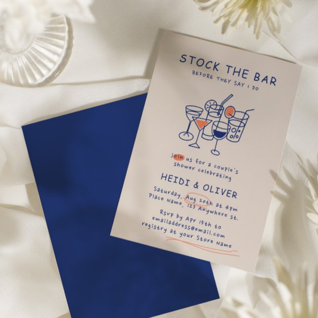 Modern Drink Sketch Stock The Bar Couples Shower Invitation (Modern Drink Sketch Stock The Bar Couples Shower Invitation)