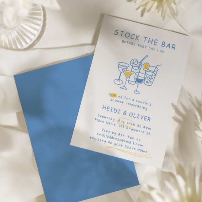 Modern Drink Sketch Stock The Bar Couples Shower Invitation (Modern Drink Sketch Stock The Bar Couples Shower Invitation)