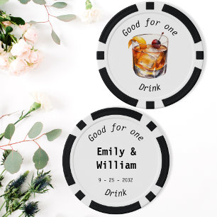 Modern Drink Token Names Date Wedding