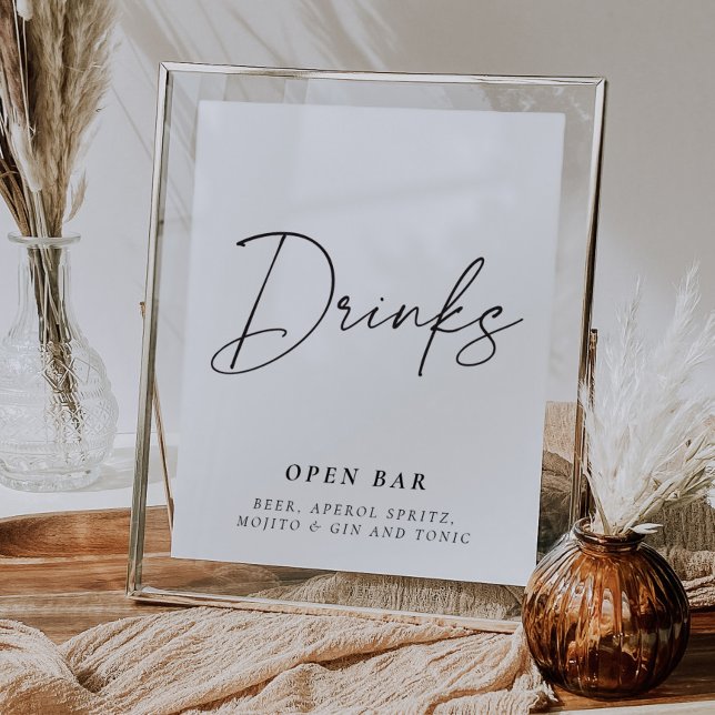 Modern Drinks Open Bar Sign Bridal Shower (Creator Uploaded)