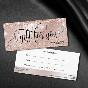 Modern Dripping Rose gold Certificate Gift Card