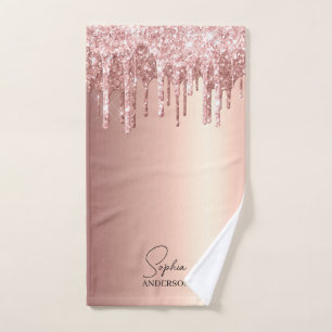 Modern Dripping Rose Gold Hand Towel