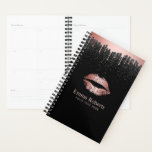 Modern Dripping Rose Gold Lips Black Glitter Planner<br><div class="desc">Modern Dripping Rose Gold Lips Black Glitter Planners.</div>