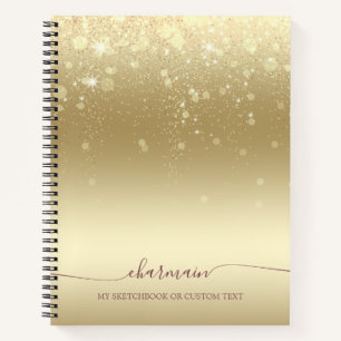 Modern Drips Gold Glitter Sketch  Notebook