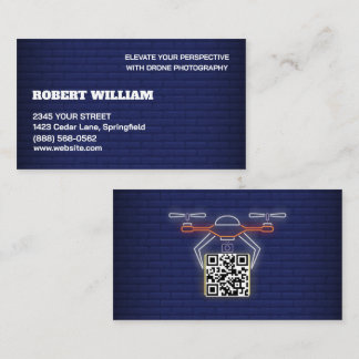 Modern Drone QR Code Professional UAV Photography Business Card