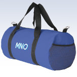 Modern Drop Shadow Monogram Initials Blue Duffle Bag<br><div class="desc">Modern minimalist monogram initial design which can be changed to personalise. White on a deep blue background with a bright turquoise blue 3D effect drop shadow. Stand out from the crowd with this eyecatching stylish personalised design.</div>