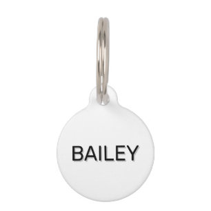 Modern drop shadow name contact black grey white pet tag