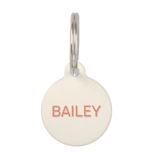 Modern drop shadow name feminine pastel pink pet tag
